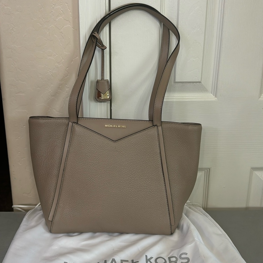 NWT Michael Kors Whitney Small Leather Tote Bag Truffle Gold Hardware